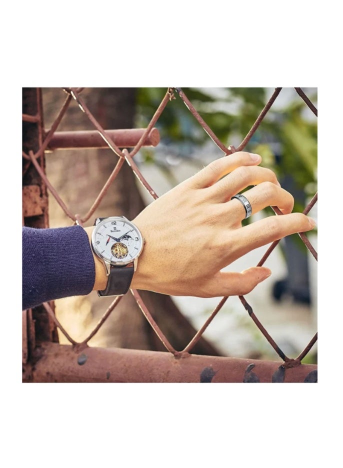 خواتم عتيقة، مجموعة من 4 خواتم عادية للرجال، خواتم من الفولاذ المقاوم للصدأ للرجال، خاتم زفاف، خواتم دوارة رائعة للرجال، مجموعة خاتم من الفولاذ المقاوم للصدأ الأسود، خاتم لمكافحة القلق بعرض 8 ملم - Image 5