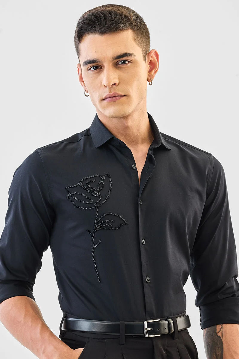 SNITCH Embellished Slim Fit Luxe Shirt