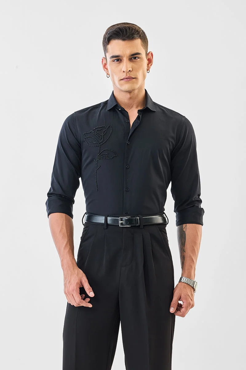 SNITCH Embellished Slim Fit Luxe Shirt