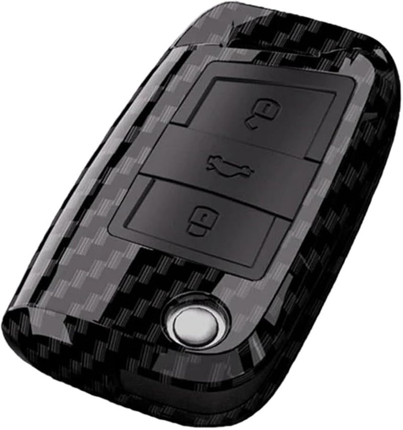 Carbon Fiber Pattern Car Key Cover Shell Compatible For Multiple VW Models - Image 1