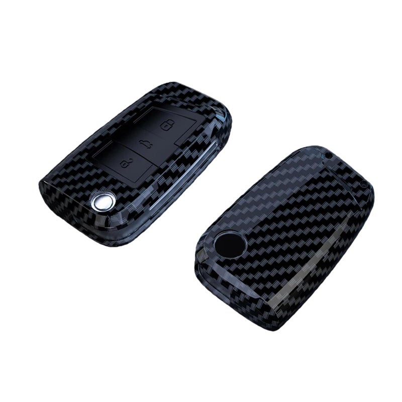 Carbon Fiber Pattern Car Key Cover Shell Compatible For Multiple VW Models - Image 4