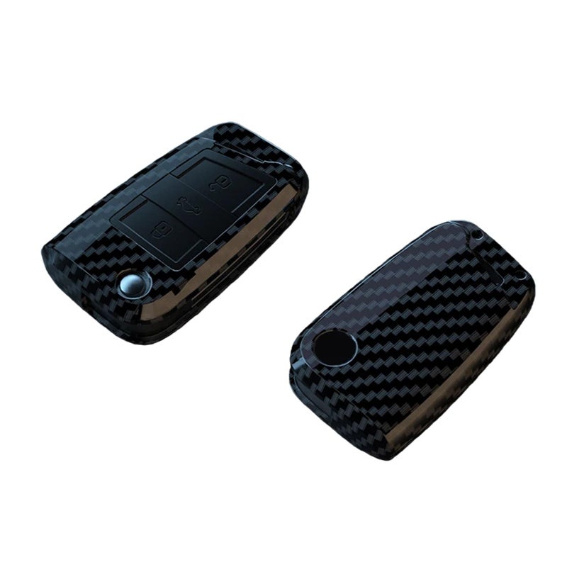 Carbon Fiber Pattern Car Key Cover Shell Compatible For Multiple VW Models - Image 5