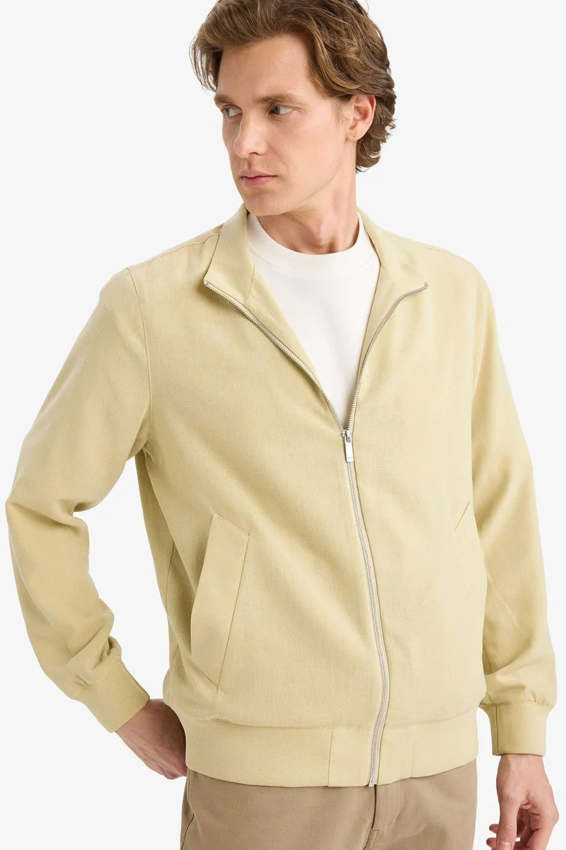 Defacto  Regular Fit High Neck Zip-Up Jacket for Men | Best Price UAE
