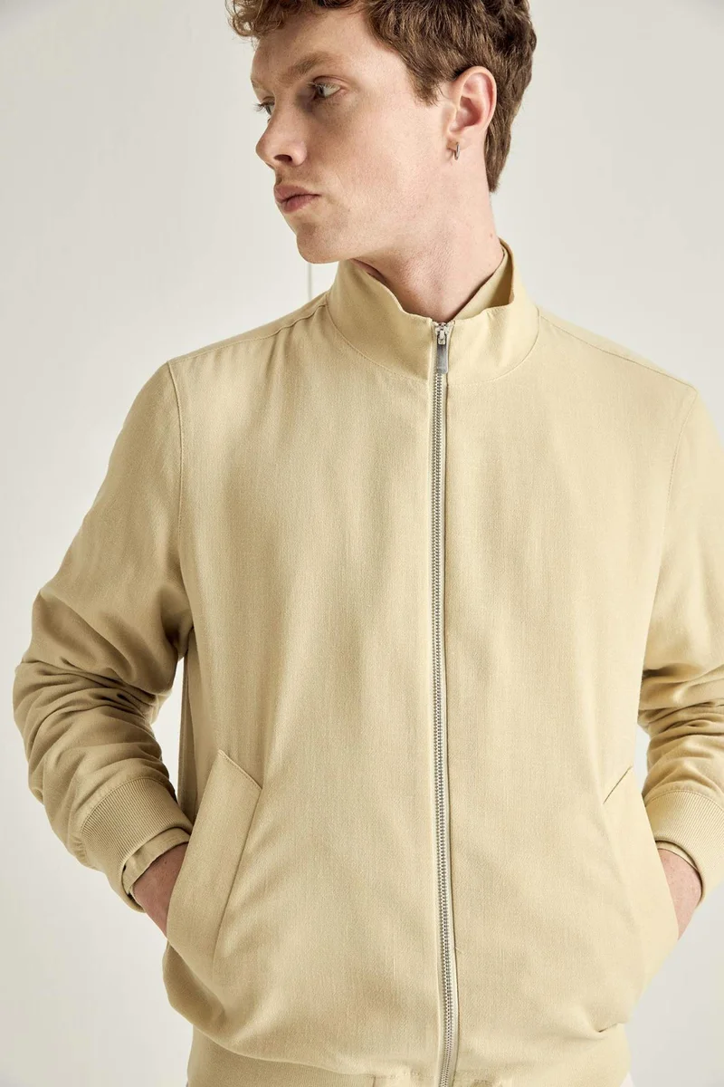 Defacto  Regular Fit High Neck Zip-Up Jacket for Men | Best Price UAE
