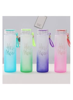 A metal acrylic sports water bottle suitable for clubs, universities and schools. It has a silicone handle for easy carrying of the bottle in the hand with a 500 ml capacity pouch, multi-coloured.