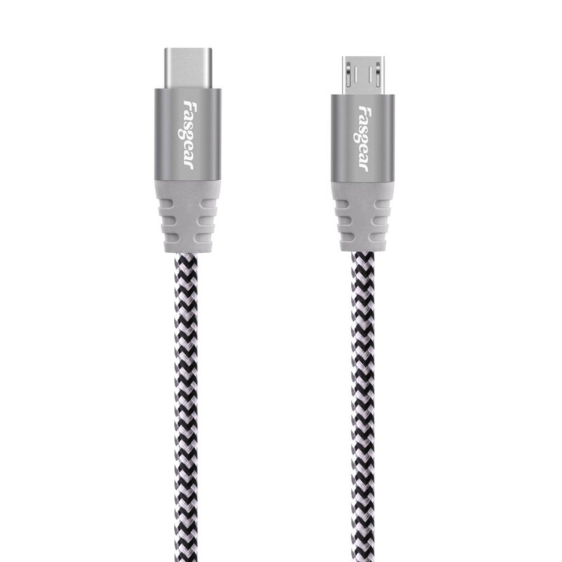 Fasgear USB C to Micro USB Cable 1m Nylon Braided Type C to Micro USB Cord Compatible with Galaxy S7/S6, HTC One/10 and More (Gray, 3ft) - Image 3