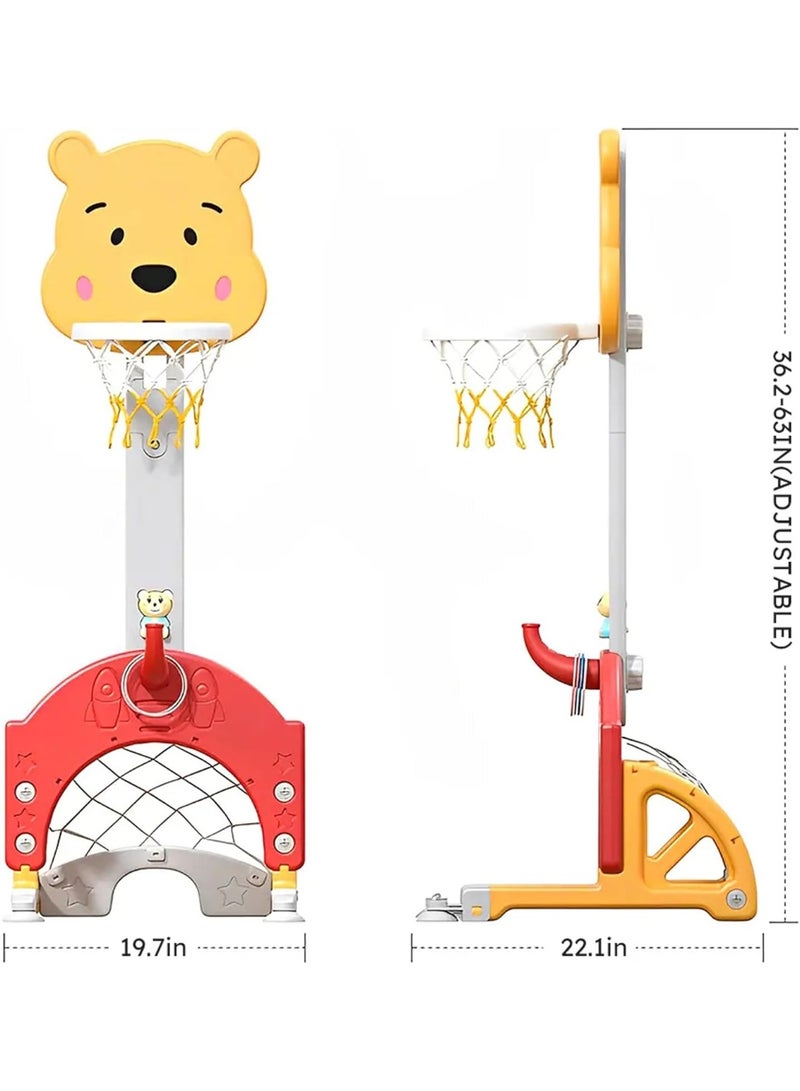 Eoptify 5-in-1  Adjustable Kids Basketball Stand with Football Goal Golf Stick & Ring Toss  Indoor & Outdoor Sports Play Set Musical Doll Toys for Boys & Girls  Gift - Image 3