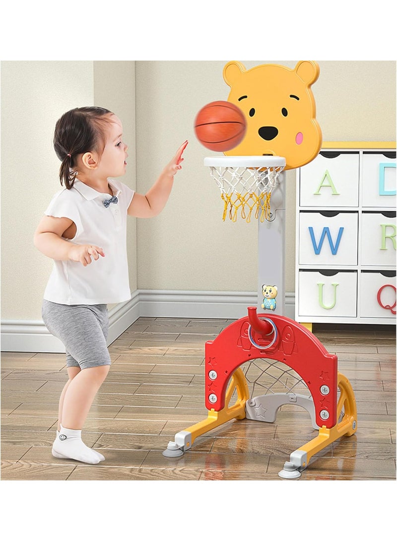 Eoptify 5-in-1  Adjustable Kids Basketball Stand with Football Goal Golf Stick & Ring Toss  Indoor & Outdoor Sports Play Set Musical Doll Toys for Boys & Girls  Gift - Image 2