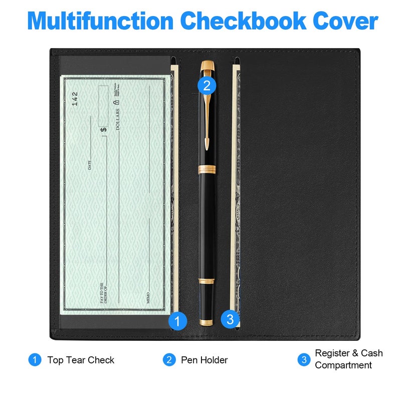 CASMONAL Checkbook Covers for Personal Checkbook, PU Leather Check Book Covers for Women & Men â€“ Fashionable Print Design - Image 5