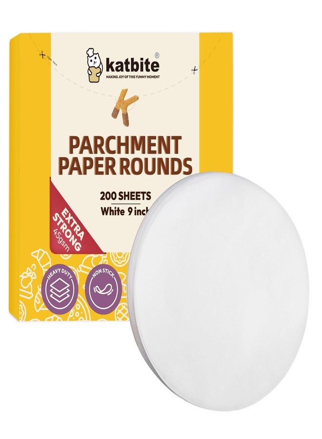 Katbite 9 Inch Parchment Paper Rounds, 200Pcs Cake Parchment Circles, Heavy Duty & Non-stick for Cake Baking, Air Fryer Liners, Tortilla Press - Image 1