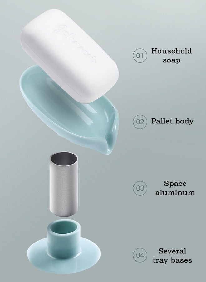 4 Pcs Self Draining Soap Holder, Fast Drying Strong Suction Cup Adhesion Soap Dish, for Bathroom Shower Kitchen Sink (Green, Grey)  - Image 3