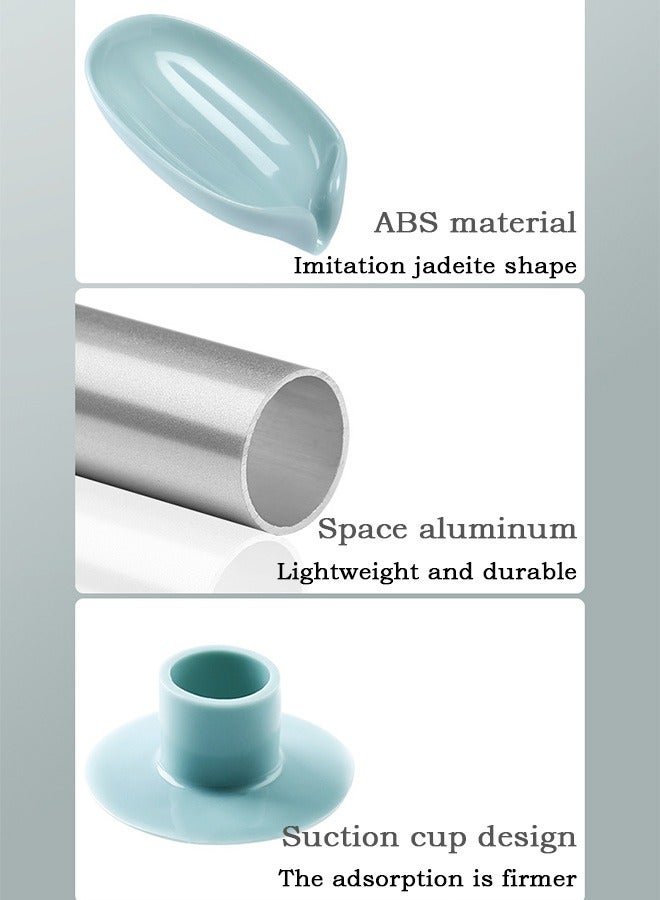 4 Pcs Self Draining Soap Holder, Fast Drying Strong Suction Cup Adhesion Soap Dish, for Bathroom Shower Kitchen Sink (Green, Grey)  - Image 5