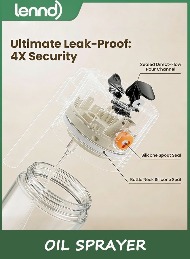 LENND Oil Sprayer for Cooking, Olive Oil Dispenser Bottle for Kitchen Gadgets with Stickers, 17oz/500ml 2 in 1 Food Grade Light-Blocking Glass Spray Bottle for Salad, Air Fryer, BBQ - Image 4