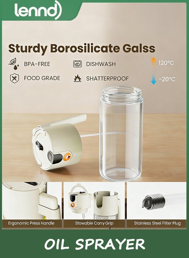 LENND Oil Sprayer for Cooking, Olive Oil Dispenser Bottle for Kitchen Gadgets with Stickers, 17oz/500ml 2 in 1 Food Grade Light-Blocking Glass Spray Bottle for Salad, Air Fryer, BBQ - Image 3