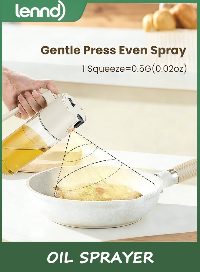 LENND Oil Sprayer for Cooking, Olive Oil Dispenser Bottle for Kitchen Gadgets with Stickers, 17oz/500ml 2 in 1 Food Grade Light-Blocking Glass Spray Bottle for Salad, Air Fryer, BBQ - Image 2