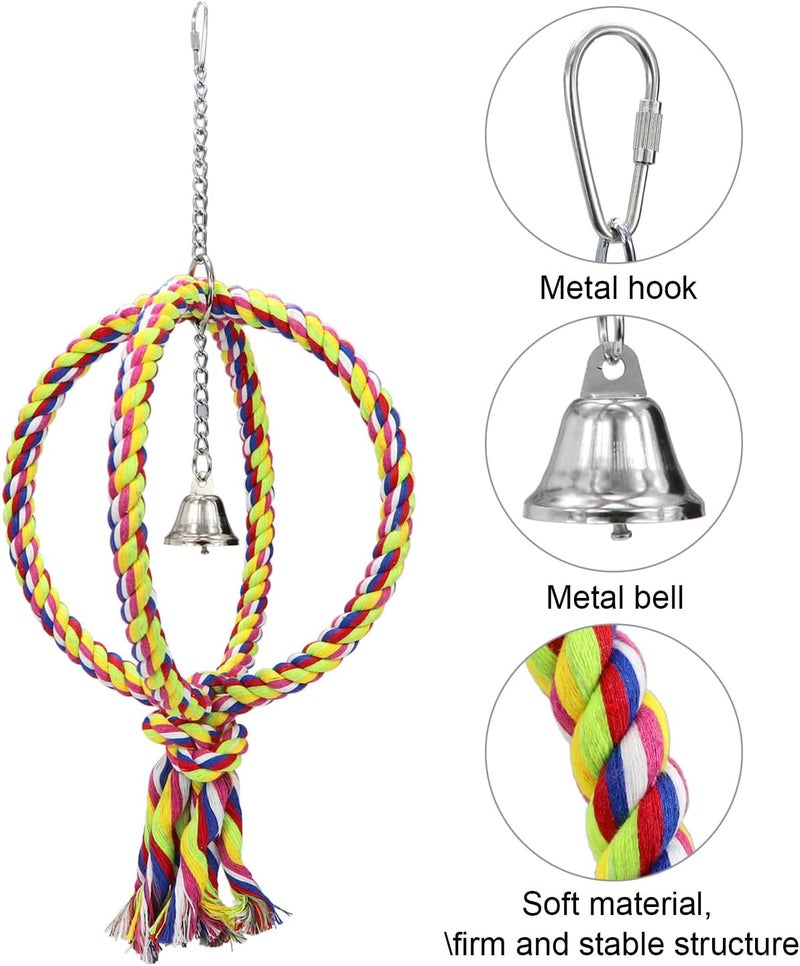 Litewoo Bird Swing Toy Colorful Cotton Rope Perches for Parrots Budgie Parakeet Cockatiel Conure Finch Lovebird - Image 3