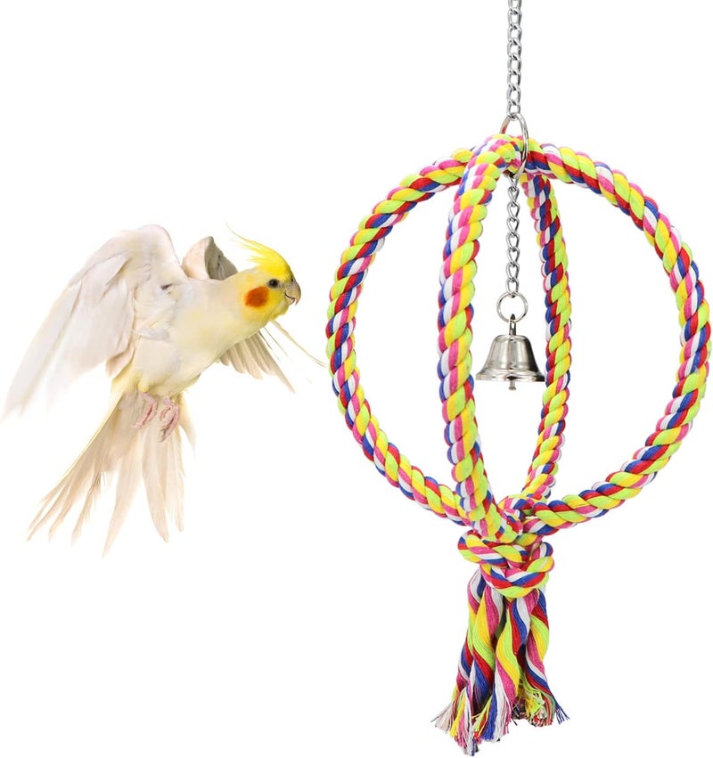 Litewoo Bird Swing Toy Colorful Cotton Rope Perches for Parrots Budgie Parakeet Cockatiel Conure Finch Lovebird - Image 1