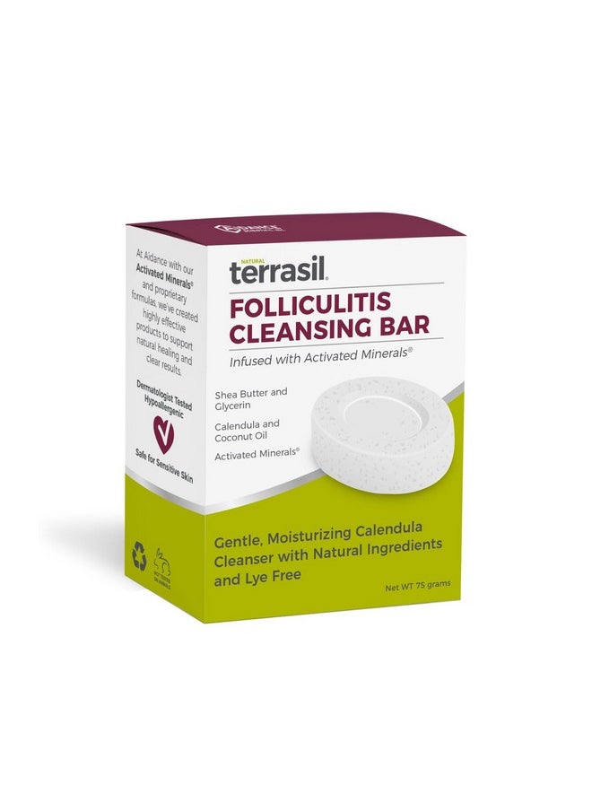 Terrasil terrasil Folliculitis Soap - Soothing Folliculitis Treatment & Care of Ingrown Hair. All-Natural Anti-Itch Calendula Soap, Dermatologist Tested & Hypoallergenic Approved, Cleansing Bar (75gm)  - Image 1