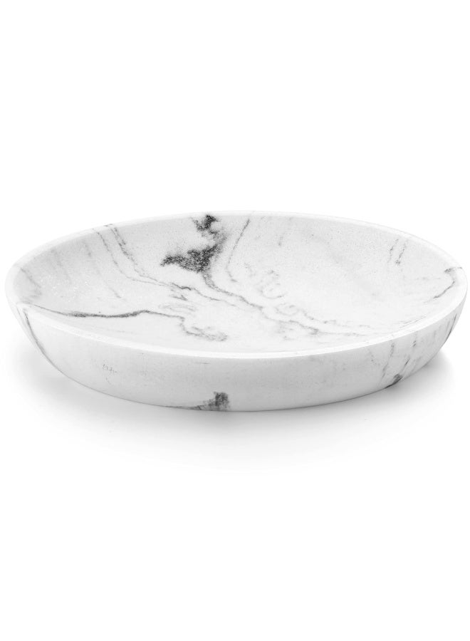 Luxspire Soap Dish  Resin And Gravel Soap Box  Durable Oval Soap Holder With Marble Pattern For Bathroom  Shower  Kitchen For Storing Candle  Soap - White Gravel  - Image 1