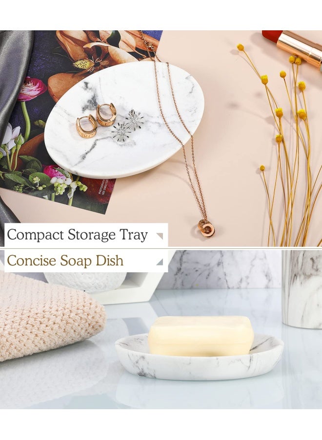 Luxspire Soap Dish  Resin And Gravel Soap Box  Durable Oval Soap Holder With Marble Pattern For Bathroom  Shower  Kitchen For Storing Candle  Soap - White Gravel  - Image 3