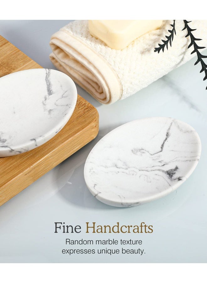 Luxspire Soap Dish  Resin And Gravel Soap Box  Durable Oval Soap Holder With Marble Pattern For Bathroom  Shower  Kitchen For Storing Candle  Soap - White Gravel  - Image 4