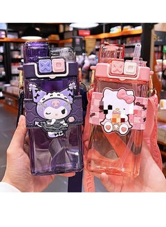 Sanrio Kulomi Children's Straight drink Portable straw for primary school students to go to school square water bottle  - Image 3