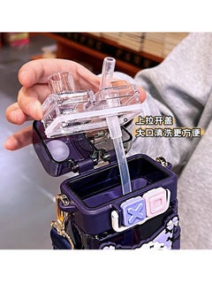 Sanrio Kulomi Children's Straight drink Portable straw for primary school students to go to school square water bottle  - Image 4