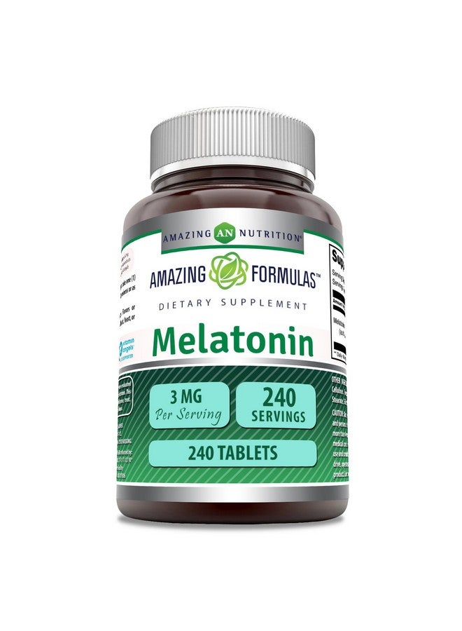 Amazing Nutrition Amazing Formulas Melatonin Supplement | 3 Mg Per Serving | 240 Tablets | Non-GMO | Gluten-Free | Made in USA  - Image 1