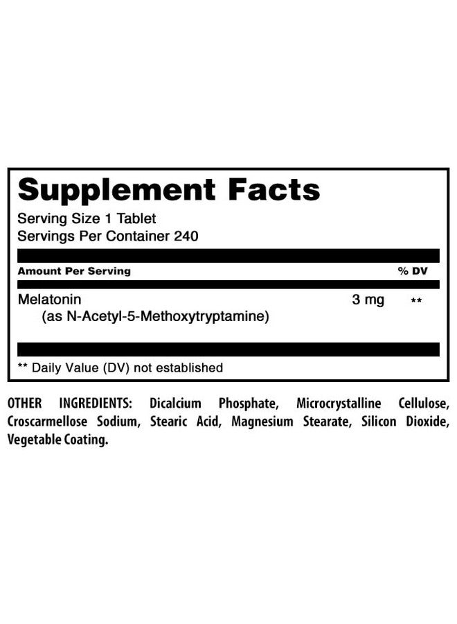 Amazing Nutrition Amazing Formulas Melatonin Supplement | 3 Mg Per Serving | 240 Tablets | Non-GMO | Gluten-Free | Made in USA  - Image 4