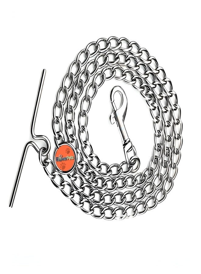 RoverPets سلسلة كلاب RoverPets فضية اللون، سلسلة كلاب شديدة التحمل مع خطاف قوي (طول - 60 بوصة) لجميع سلالات الحيوانات الأليفة (كبير 8 قطع) - Image 1