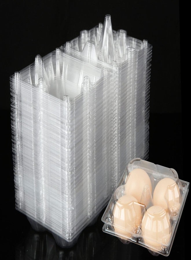 DAJAVE 100 Pack Plastic Egg Cartons, Clear Egg Cartons Bulk Holds up to 4 Eggs, Plastic Egg Holder for Family, Pasture, Farm Markets Display - Image 1