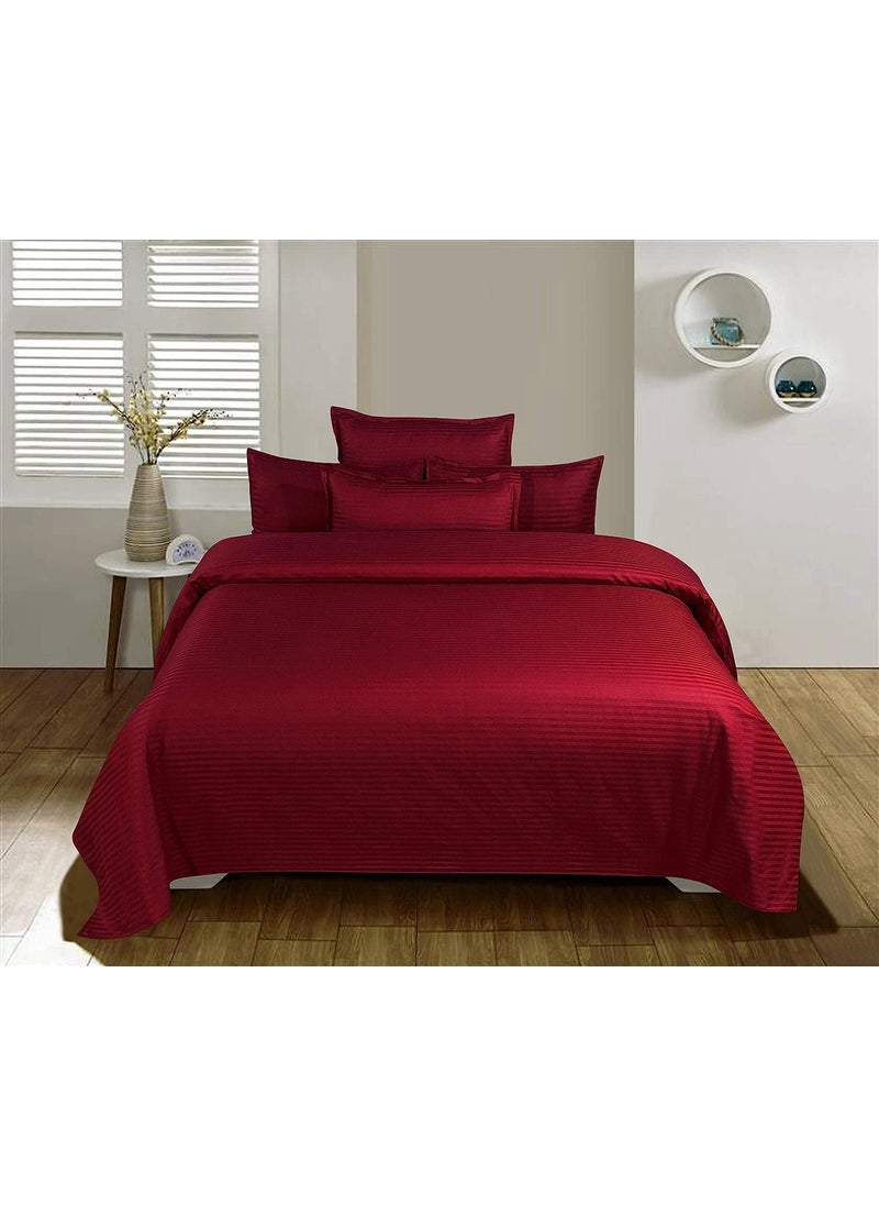 Cloud Search Cloud Search Glace Cotton Satin Stripe Bedsheet for Double Bed with Two Pillow Covers Size 90 x 100 Inch for Home Hotels Guest Hospital House Villa and PGs King Maroon  - Image 3