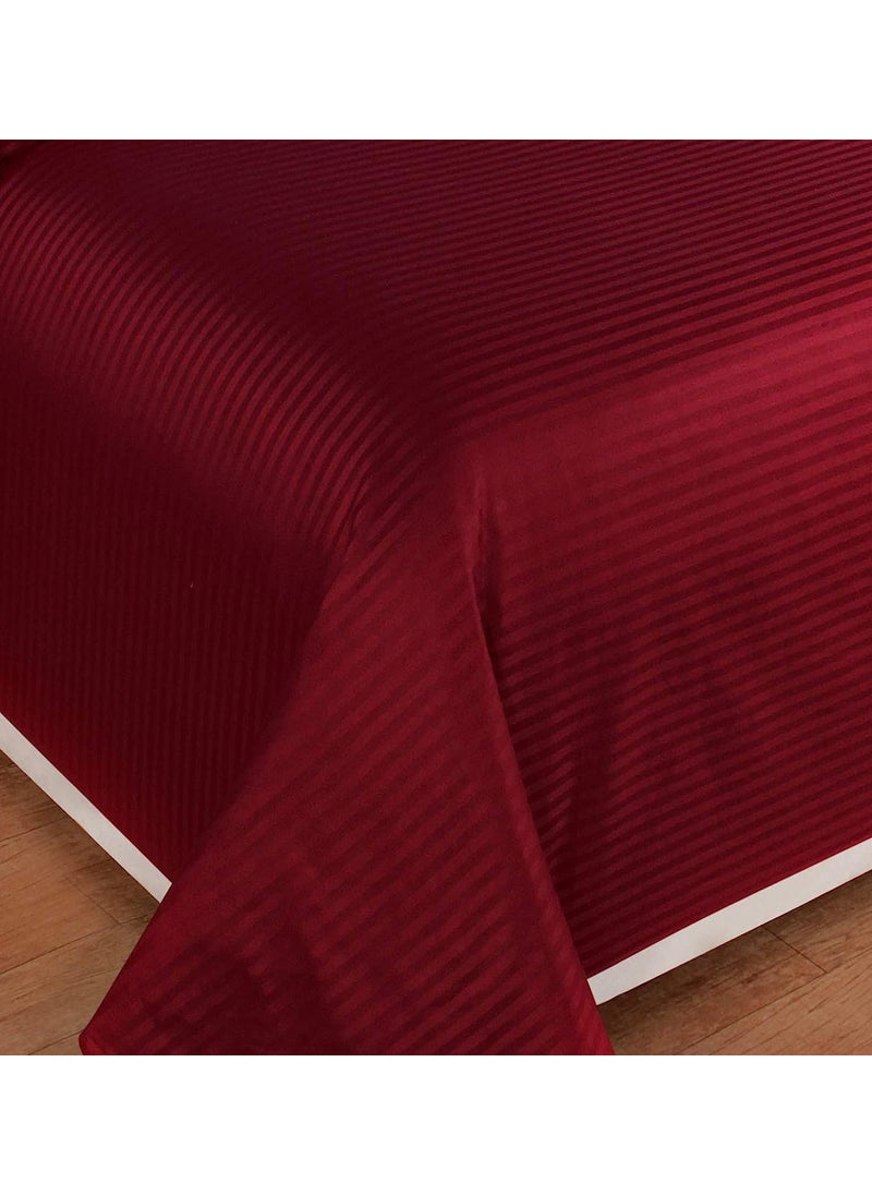 Cloud Search Cloud Search Glace Cotton Satin Stripe Bedsheet for Double Bed with Two Pillow Covers Size 90 x 100 Inch for Home Hotels Guest Hospital House Villa and PGs King Maroon  - Image 2