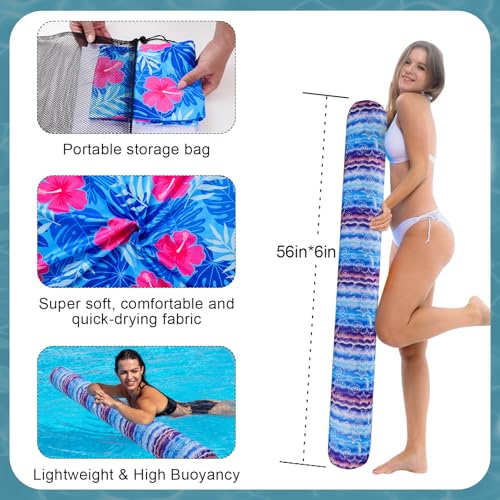 Brmoka Inflatable Swimming Pool Noodle, 2 Pack Soft Fabric Quick Drying Covered Large Pool Floats Noodles, Premium Buoyancy Swim PoolFloats with Portable Storage Bag for Pool Party Toy (Marine/Animals) - Image 5