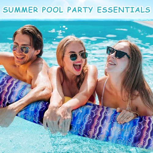 Brmoka Inflatable Swimming Pool Noodle, 2 Pack Soft Fabric Quick Drying Covered Large Pool Floats Noodles, Premium Buoyancy Swim PoolFloats with Portable Storage Bag for Pool Party Toy (Marine/Animals) - Image 3