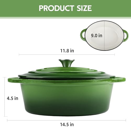 Alathote 5.5 Quart Oval Enameled Cast Iron Dutch Oven Pot with Lid, Oven Safe up to 550° F & Dishwasher Safe, Sturdy Dutch Oven Cookware - Image 3