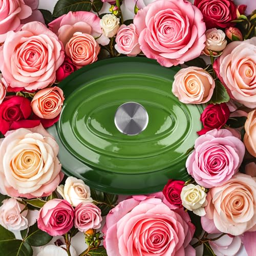 Alathote 5.5 Quart Oval Enameled Cast Iron Dutch Oven Pot with Lid, Oven Safe up to 550° F & Dishwasher Safe, Sturdy Dutch Oven Cookware - Image 2