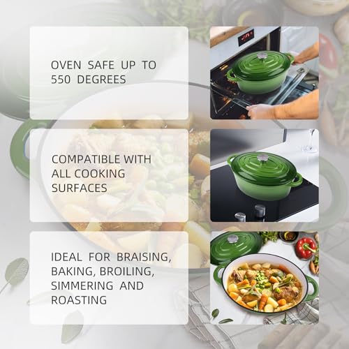 Alathote 5.5 Quart Oval Enameled Cast Iron Dutch Oven Pot with Lid, Oven Safe up to 550° F & Dishwasher Safe, Sturdy Dutch Oven Cookware - Image 4