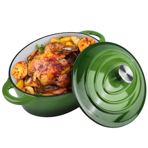 Alathote 5.5 Quart Oval Enameled Cast Iron Dutch Oven Pot with Lid, Oven Safe up to 550° F & Dishwasher Safe, Sturdy Dutch Oven Cookware - Image 1