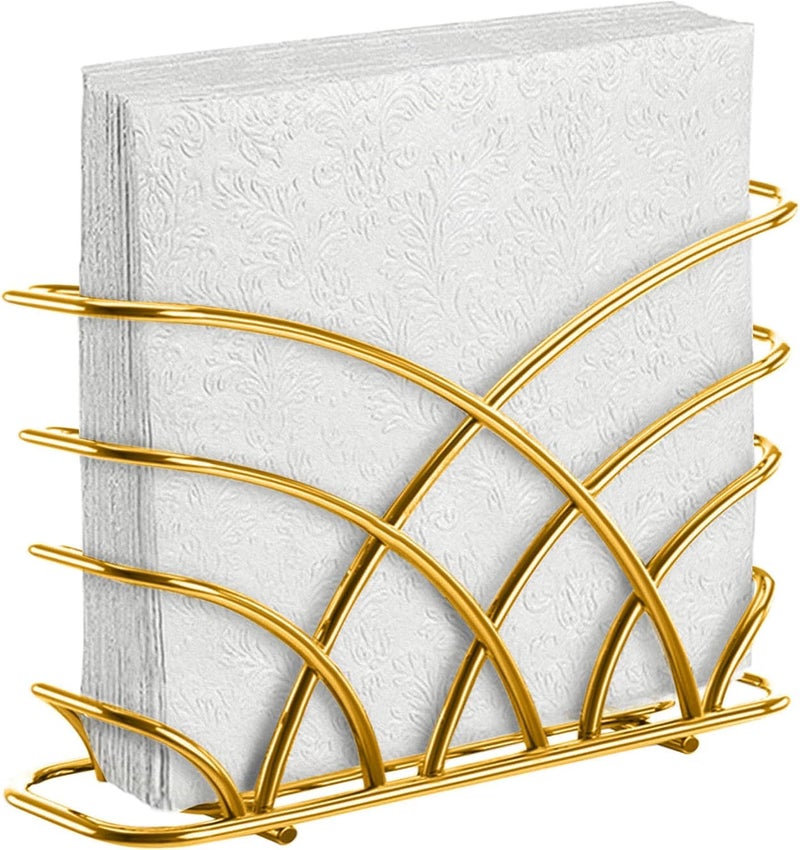 Craftland Metal Napkin Holder for Tableware with Weighted ArmSquare Paper Napkin Towel HolderDecoratve DesignModern Napkin Stand for KitchenRestaurant Dining TableHotelGold Tree Shape - Image 1