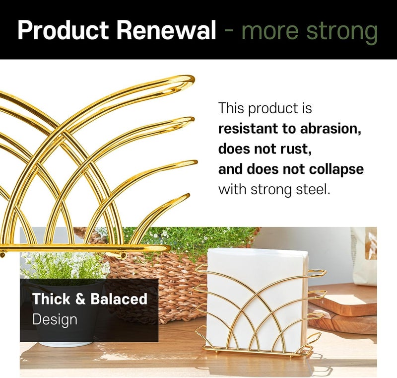 Craftland Metal Napkin Holder for Tableware with Weighted ArmSquare Paper Napkin Towel HolderDecoratve DesignModern Napkin Stand for KitchenRestaurant Dining TableHotelGold Tree Shape - Image 4