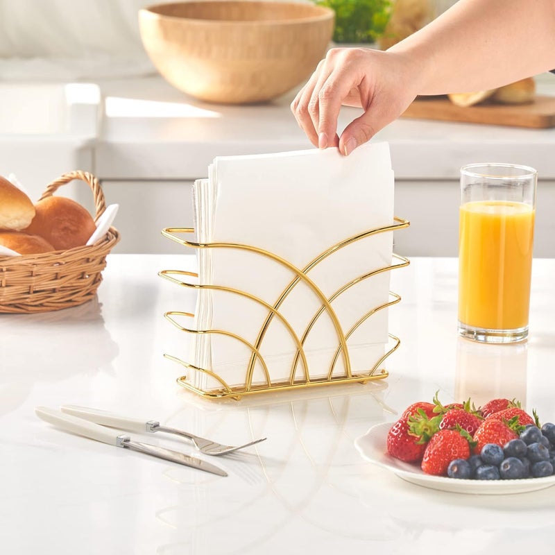 Craftland Metal Napkin Holder for Tableware with Weighted ArmSquare Paper Napkin Towel HolderDecoratve DesignModern Napkin Stand for KitchenRestaurant Dining TableHotelGold Tree Shape - Image 2