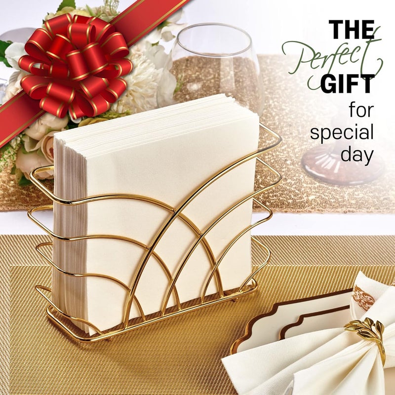 Craftland Metal Napkin Holder for Tableware with Weighted ArmSquare Paper Napkin Towel HolderDecoratve DesignModern Napkin Stand for KitchenRestaurant Dining TableHotelGold Tree Shape - Image 3