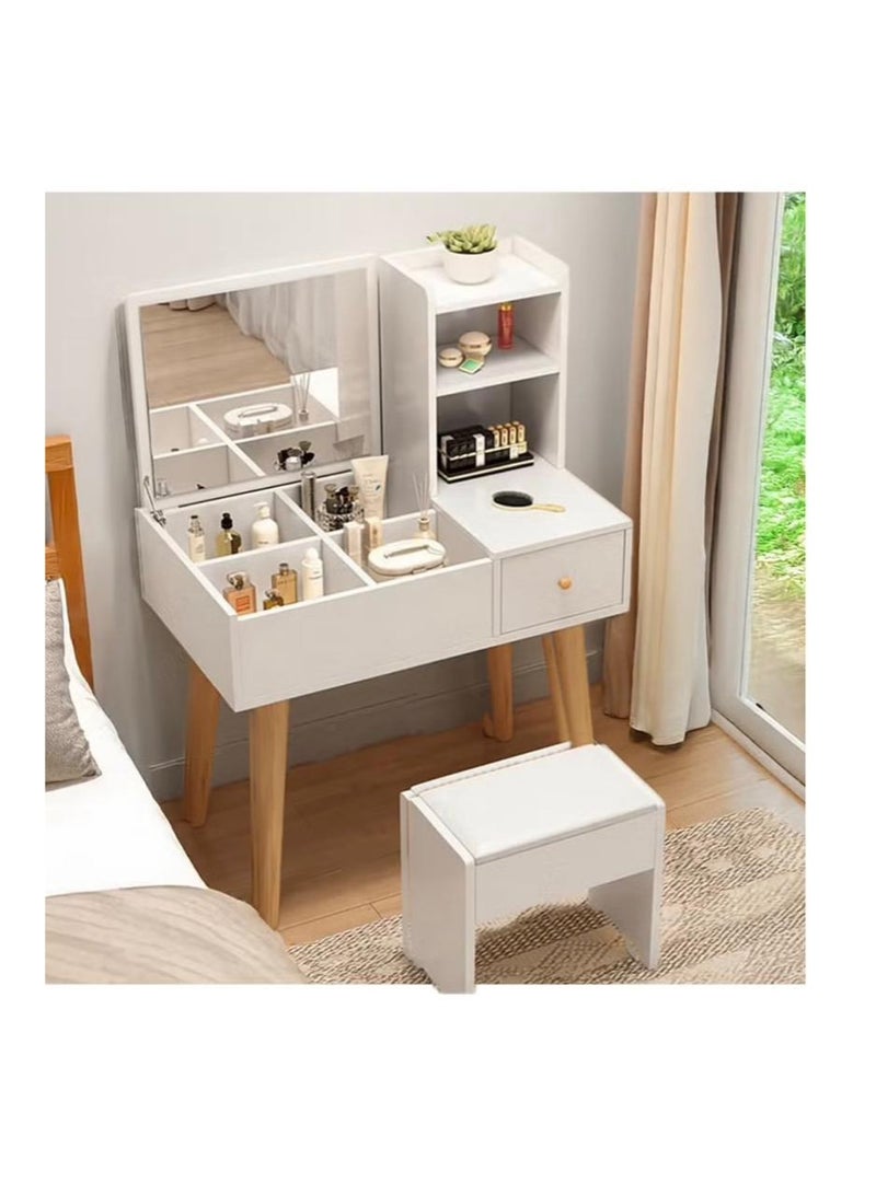 EXPERT Vanity Table with Mirror and Drawers, Ample Storage for Cosmetics, 80*40*111cm / white - Image 3