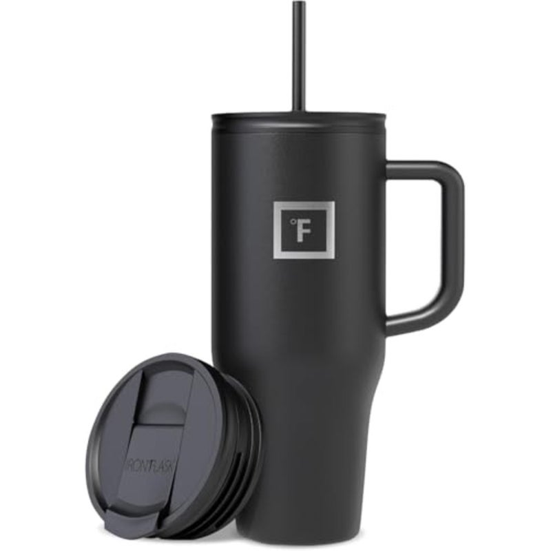 Co-Pilot Insulated Mug w/Straw and Flip Cap Lids - Cup Holder Bottle for Hot, Cold Drink - Leak-Proof - Water, Coffee Portable Travel Mug - Image 1