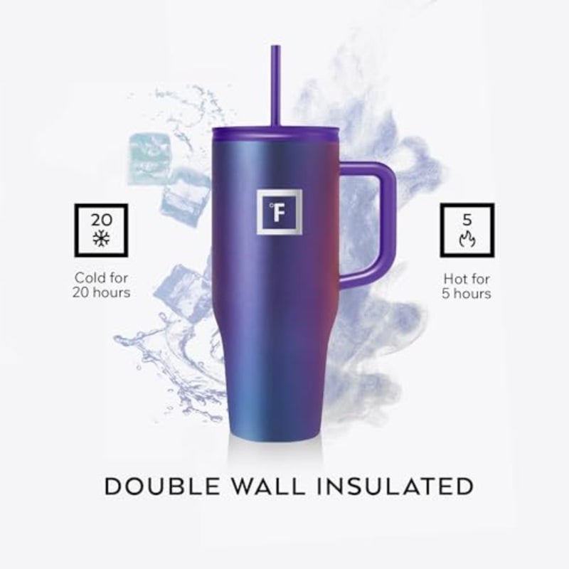 Co-Pilot Insulated Mug w/Straw and Flip Cap Lids - Cup Holder Bottle for Hot, Cold Drink - Leak-Proof - Water, Coffee Portable Travel Mug - Image 4