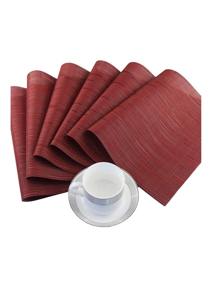 أفهوغو 6 قطع من مفارش طاولة مصنوعة من مادة PVC بنمط الخيزران، مقاس 45 × 30 سم، (لون أحمر) - Image 2