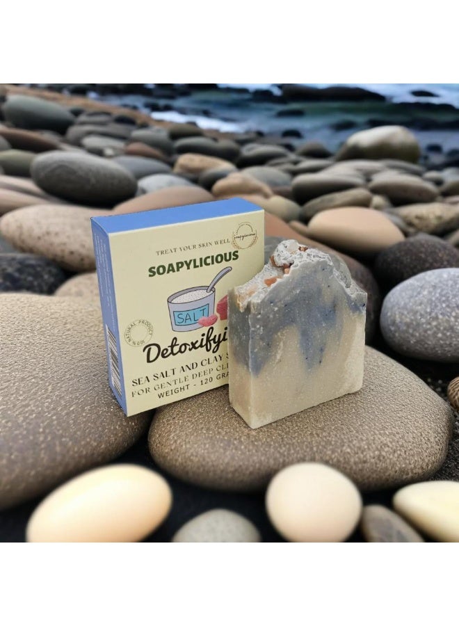 سوبلي شيز صابونة ملح البحر اليدوية بالتقنية الباردة – طبيعية وعضوية بزيوت النعناع وإكليل الجبل – للتنقية والتقشير والانتعاش | مناسبة للرجال والنساء - Image 4