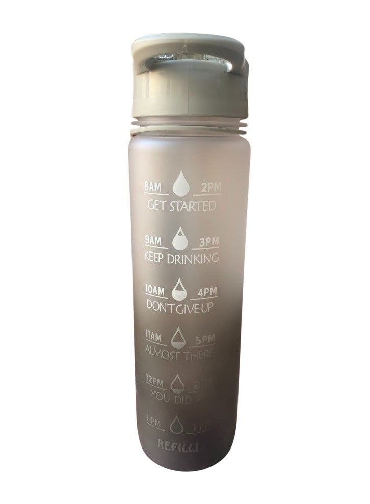 EYUN Leakproof Motivational Sports BPA-free Water Bottle with Straw & Time Marker -30oz - Image 1