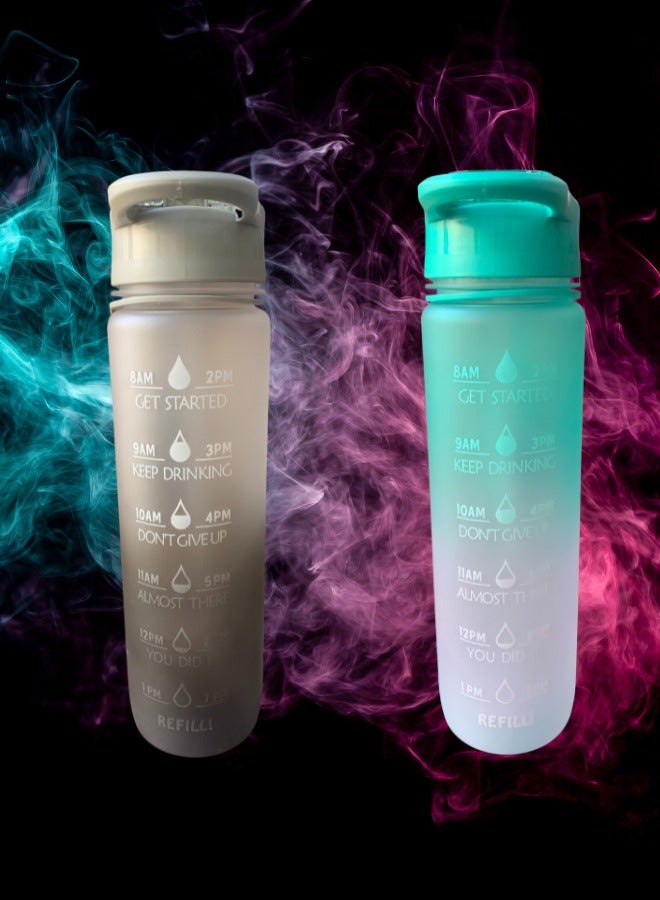 EYUN Leakproof Motivational Sports BPA-free Water Bottle with Straw & Time Marker -30oz - Image 2